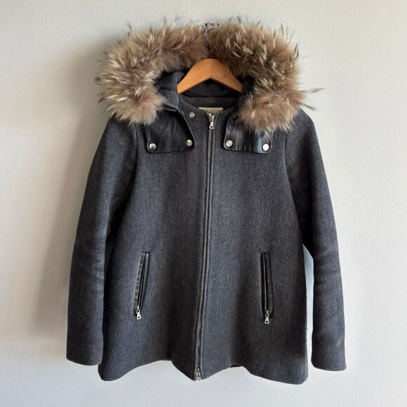 Sandro Womens Elegant Wool Duffle Coat Acid Gray Size 36 - Picture 1 of 12